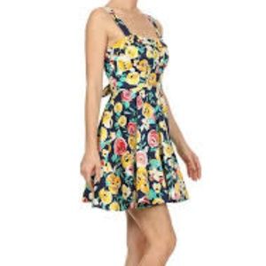 Ixia Navy Floral Mini Dress Size Small-Fits XXS